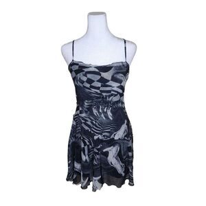 Urban Outfitters Moxie Mesh Mini Strappy Slip Dress Womens XS Gray